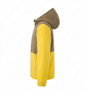 Men's <b>Hooded</b> <b>Fleece</b> <b>Jacket</b> Yellow Brown Color Blocking Casual Autumn Wear Zipper Closure Regular Fit - Product Image 6