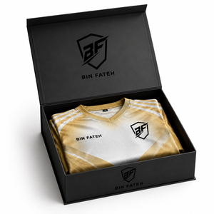 Adult Size <b>BIN</b> FATEH Men's Soccer Uniform Set <b>Gold</b> White Sublimation Print Breathable Polyester Soccer Uniform Set 2026 - Product Image 5