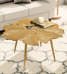 Modern Brass Flower Shape Side Table Indoor Living Room Decor Accent Piece Durable Design - Product Image 1