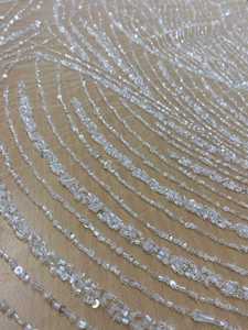 Tela de encaje con cuentas, malla de tul con bordado de lentejuelas blancas para vestido de novia, alta costura, vestido de novia por yarda, precio mayorista B2B - Product Image 5