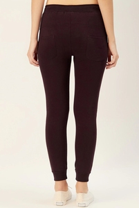 Women's Burgundy Sweatpants Elastic Waist Drawstring Pockets Casual Joggers Autumn Wear - Product Image 2