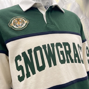 Chemise en jersey respirante unisexe Snowgrace à col en V court, rayée, coupe décontractée, printemps-été, adulte, polyester, broderie lettre - Product Image 5