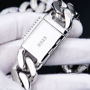 AMBER JEWELS T-715 Unisex <b>Silver</b> Plated 925 <b>Silver</b> Chain <b>Bracelet</b> Moissanite Letter S Money Bag <b>Charms</b> Hiphop Style Everyday - Product Image 3