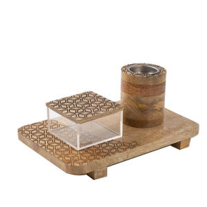 Juego de Quemadores de Incienso Geométricos de Madera, Incensario de Lujo con Caja de Almacenamiento Acrílica y Bandeja, Decoración Moderna para Mesa - Product Image 1