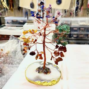 Vente en gros de 200 sous-verres en agate blanche sculptée en forme d'arbre des 7 chakras, base en pierre précieuse, cristal de la vie, Feng Shui, bonsaï, décoration d'intérieur, cadeau - Product Image 3