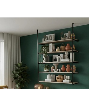Étagère de rangement rectangulaire minimaliste en métal chromé sur pied pour salon, design durable et épuré - Product Image 2