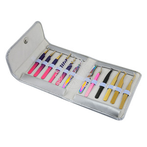 Pince à épiler russe pour l'isolement des cils en fibre de logo personnalisé, ensembles de 5 pièces de paillettes antidérapantes 45 à 90 degrés pour cils incarnés - Product Image 2