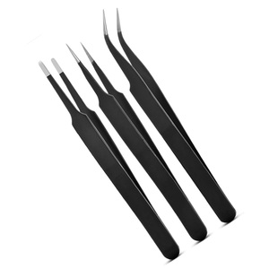 Pinzas para Pestañas de Acero Inoxidable de Alta Calidad al por Mayor, con Punta Serrada y Agarre de Diamante, Antiestáticas, Duraderas, Juego de 10 Piezas - Product Image 2