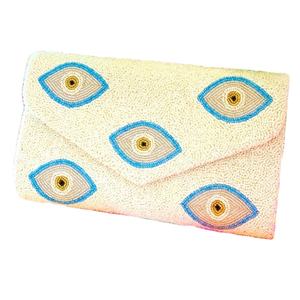 Pochette de soirée en perles colorées avec motif yeux, broderie perlée à la main, vente en gros - Product Image 1