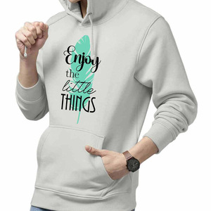 Sweat à capuche personnalisé pour homme, gris clair, avec graphisme typographique motivant, poche kangourou, polyester/coton, décontracté - Product Image 1