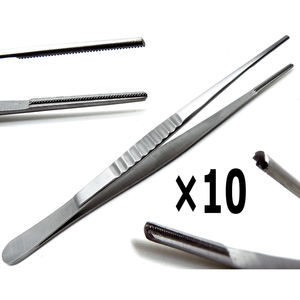 10 Pcs Dental Veterinary Debakey Tweezer 6" Forceps Surgical <b>Pliers</b> Instruments - Product Image 2