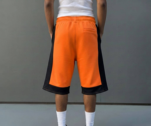 New Arrival DTF Printed Logo Plus Size 2 Tone High Street Eco-Friendly Breathable Elastic <b>Mid</b> 100% Cotton Men's Oversized Shorts - Product Image 5