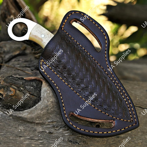 Couteau de chasse multifonctionnel artisanal en acier inoxydable 12C27 avec trou pour le pouce, manche en os de chameau, pour camping, sauvetage et activités de plein air - Product Image 3