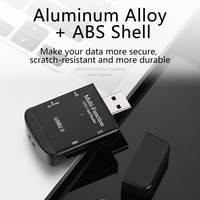 Lector de Tarjetas SD/TF 4 en 1 Multifunción USB 2.0, Externo, de Aleación de Aluminio, para Drones, Móviles, Cámaras de Acción, Computadoras Portátiles y PC
