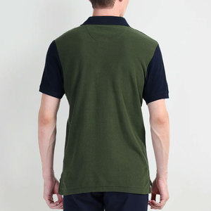 เสื้อโปโลผู้ชาย แขนสั้น คอปก แต่งสีตัดกัน ผ้าถัก สวมใส่สบาย สีเขียว สีกรมท่า - Product Image 2