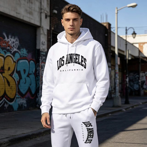 Ensemble sweat-shirt et jogging pour homme avec logo personnalisé, imprimé Los Angeles, ensemble décontracté blanc en deux pièces avec plusieurs tailles - Product Image 4