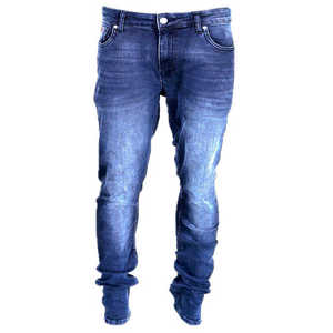Jeans vintage coupe bootcut slim pour homme, en denim uni, personnalisables en gros, en coton, séchage rapide, taille mi-haute, légers - Product Image 1