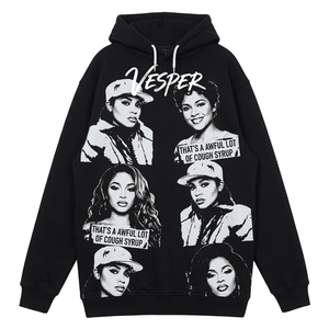 Sudadera con Capucha Unisex, Corte Holgado, Diseño ODM con Estampado Rojo y Negro en la Parte Delantera, con Diseño de Caras de Mujeres con Ideas Visionarias y un Futuro Distintivo, Ropa Casual de Invierno - Product Image 4