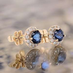 Boucles d'oreilles clous en saphir, argent sterling 925, plaqué or rhodié, certifiées IGI, bijoux ethniques bleu Ceylan, cadeau pour femme, vente en gros pour fêtes - Product Image 5