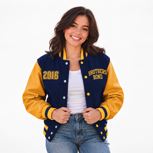 Chaqueta universitaria de lana gris claro y blanca con mangas en contraste, bordado personalizado de chenilla, abrigo tipo letterman, venta al por mayor, OEM. - Product Image 5