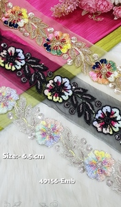 Sequins Work Multi Coloured Net Base Embroidered <b>Laces</b> OEM wholesale export quality for global buyers. - Product Image 2