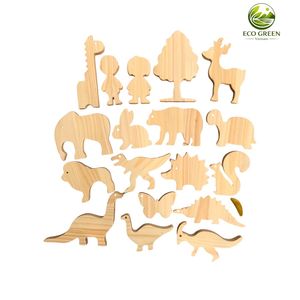 Ensemble de peinture d'animaux en bois Montessori pour enfants, jouets artisanaux en bois de pin de 4,5 pouces, formes éducatives à colorier - Product Image 2