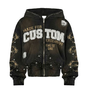 Sweat à capuche streetwear personnalisé en molleton de coton épais, coupe épaules tombantes, pour marques américaines, broderie sur la poitrine - Product Image 1