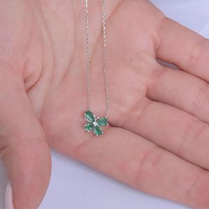 Collier papillon émeraude, pierre précieuse en forme de poire, émeraude certifiée, collier délicat, cadeau pour elle - Product Image 5