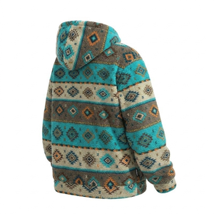 Sweat à capuche en polaire sherpa aztèque pour homme |   Pull-over tribal géométrique épais |   Sweat-shirt d'hiver bohème et moelleux - Product Image 3