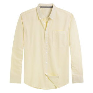 Camisa de Vestir para Hombre, Color Amarillo Crema, Sólida, Manga Larga, Algodón Suave, Fácil Cuidado, Calidad Premium, Venta al Por Mayor - Product Image 3