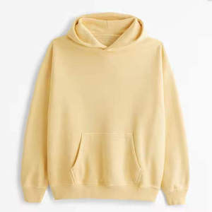 Sweat-shirt à capuche unisexe jaune, coupe classique, couleur unie, décontracté, poche avant, coton French Terry, vêtement d'automne - Product Image 1