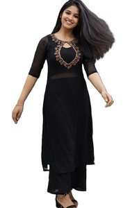 Autumn Winter New Readymade Stitching Kurti Pant Thread <b>Embroidery</b> Fabric Quick Dry Casual Three-Piece Suit <b>Set</b> - Product Image 4
