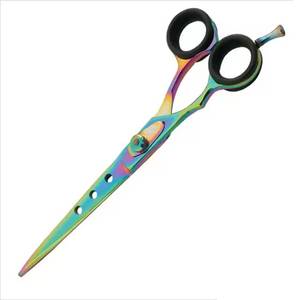 Ciseaux de coiffure professionnels Morje Surgical, acier inoxydable, lame tranchante, manche moyen, pour droitiers, finition arc-en-ciel, réutilisables - Product Image 6