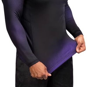 Rashguard à manches longues pour homme, style col roulé, pour MMA, BJJ, arts martiaux, entraînement sportif, personnalisable avec logo. - Product Image 6
