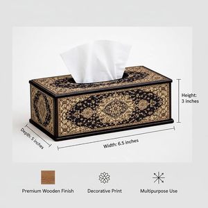 Vintage Wood Tissue Box Cover Hand Painted Decorative Tissue Holder Ornamental Napkin Case for Home Hotel - Product Image 2