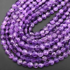 Perles de pièce de monnaie en améthyste violette naturelle à facettes pour la fabrication de bijoux, colliers et bracelets DIY, vente en gros - Product Image 2
