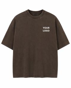 T-shirt en coton surdimensionné pour homme avec logo personnalisé, col rond, manches courtes, couleur unie, coupe décontractée, respirant, jersey, logo imprimé sur le devant - Product Image 1