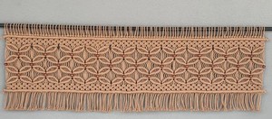Brown Macrame <b>beaded</b> valance, neutral macrame <b>curtain</b> - Product Image 1
