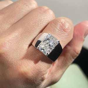 Men's Princess Cut Moissanite <b>Cocktail</b> <b>Ring</b> 18K Solid <b>Gold</b> Bezel Setting Luxury Geometric Engagement <b>Ring</b> fashion <b>ring</b> - Product Image 3