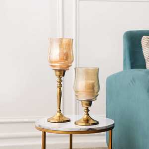 ชุดเชิงเทียนโกลว์โกลส์สีทอง 2 ชิ้น สำหรับตกแต่งบ้าน ดีไซน์โลหะทนทาน - Product Image 6