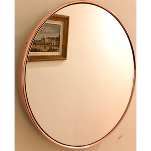 60cm Round Modern Architectural Reflective Decorative <b>Wall</b> <b>Mirror</b> with Red <b>Gold</b> Iron Surround for Living Spaces - Product Image 3