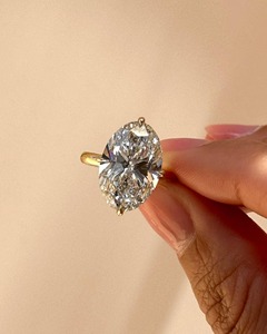 8CT Oval Cut Lab-Grown Diamond Ring 14k Solid Yellow Gold 2.2 MM Half Rounded Band Wedding Gift Ring For Women - Product Image 4