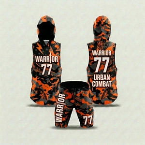ชุดเสื้อกั๊กมีฮู้ดลายพรางป่าแบบไม่มีแขน Custom Warrior 77 พิมพ์ลายแบบ Sublimated แห้งเร็ว สำหรับผู้ใหญ่ทุกเพศทุกวัย เหมาะสำหรับเล่นกีฬาทุกฤดู - Product Image 6