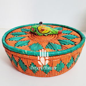Hermosa Cesta de Almacenamiento de Hierba Moonj Natural para el Hogar, Mini Cesta con Tapa y Ecológica - Product Image 3