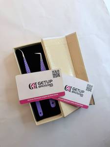แหนบดัดขนตา GETUP BROSONS IMPEX 90 องศา สีชมพู/ม่วง ปลายทอง  ผิวเรียบ ป้องกันแม่เหล็ก ป้องกันไฟฟ้าสถิตย์ ขนาด 10 มม. ทำจากสแตนเลส - Product Image 1