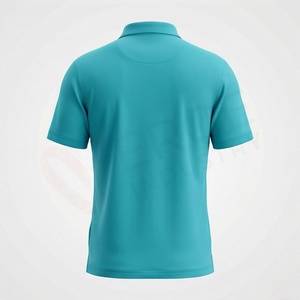 Polo à manches courtes pour homme, couleur turquoise, fermeture éclair, 100% polyester, tricoté, séchage rapide, uni, sportif, coupe classique - Product Image 2