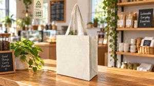 Bolsa de Compras de Lona de Algodón Off-White de 280 GSM, 38x42x20 cm, Asa Única, Reutilizable, con Refuerzo, Logotipo Personalizado, Venta al Por Mayor, OEM, ODM, B2B - Product Image 5