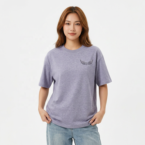 Camiseta de Manga Corta para Hombre, Corte Regular, Color Gris, Logotipo de Alas en Relieve, Cuello Redondo, Informal, Tejido de Poliéster/Algodón, Estilo Urbano, Ecológica - Product Image 5