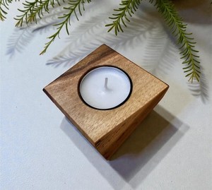 Wooden <b>Tealight</b> Candle Holder Solid Wood Candle Holder Handmade Wooden Decor Minimalist Home Decor Rustic Candle Holder Gift for - Product Image 2