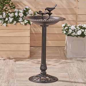 Ornement de jardin élégant en aluminium et en fer pour l'extérieur, bain à oiseaux - Product Image 1